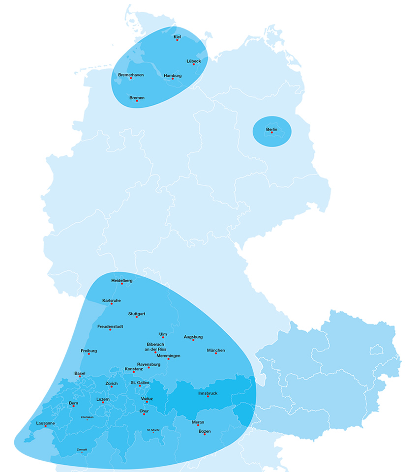 Teufel NET Service-Regionen